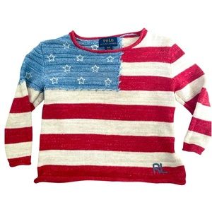 Polo Ralph Lauren toddler knit crew USA American flag shirt / sweater
